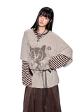 EZEK Fake Two-piece Striped Splicing Long Sleeve