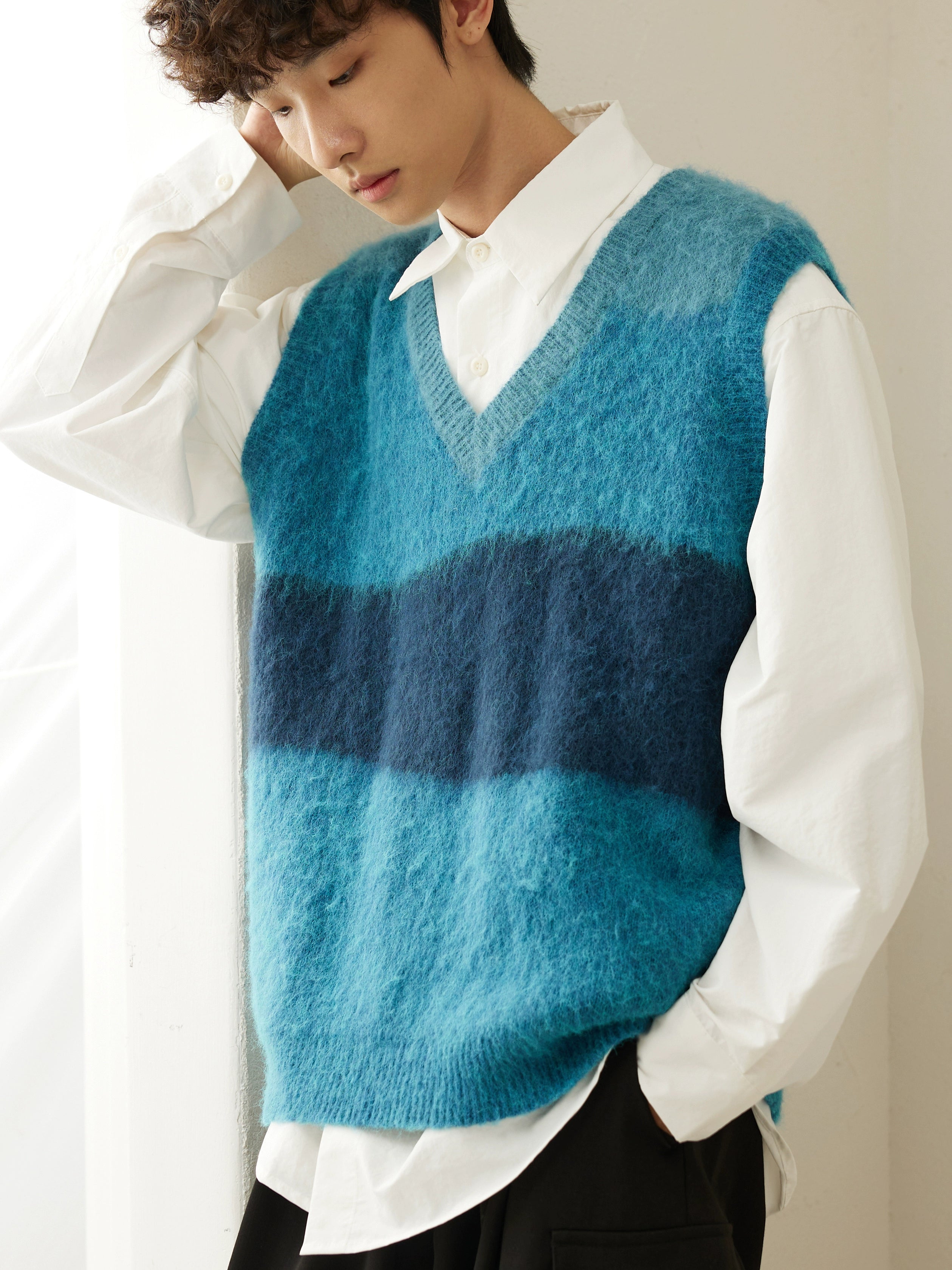 LR MADE Retro Contrasting Color Splicing Short Vest