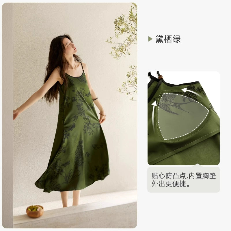 YUENEI with Chest Pad Ice Silk Thin Suspender Vest Long Skirt