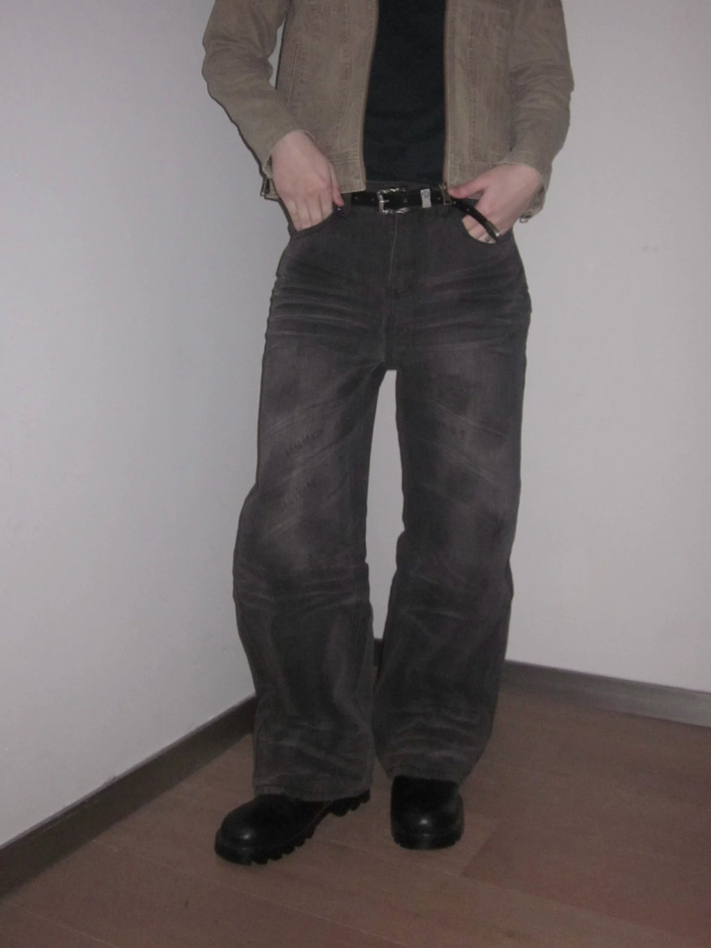 URRRGE Heavy-duty Three-dimensional Crumpled Cat Whisker Denim