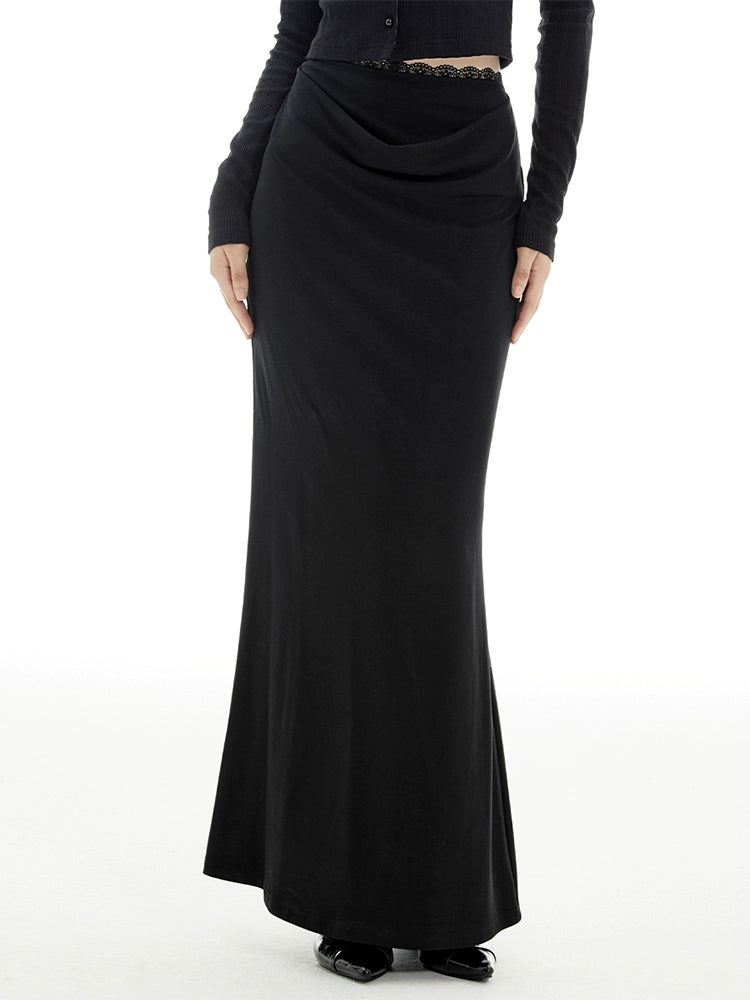 Imone Stitching Lace Pleated Fishtail Skirt