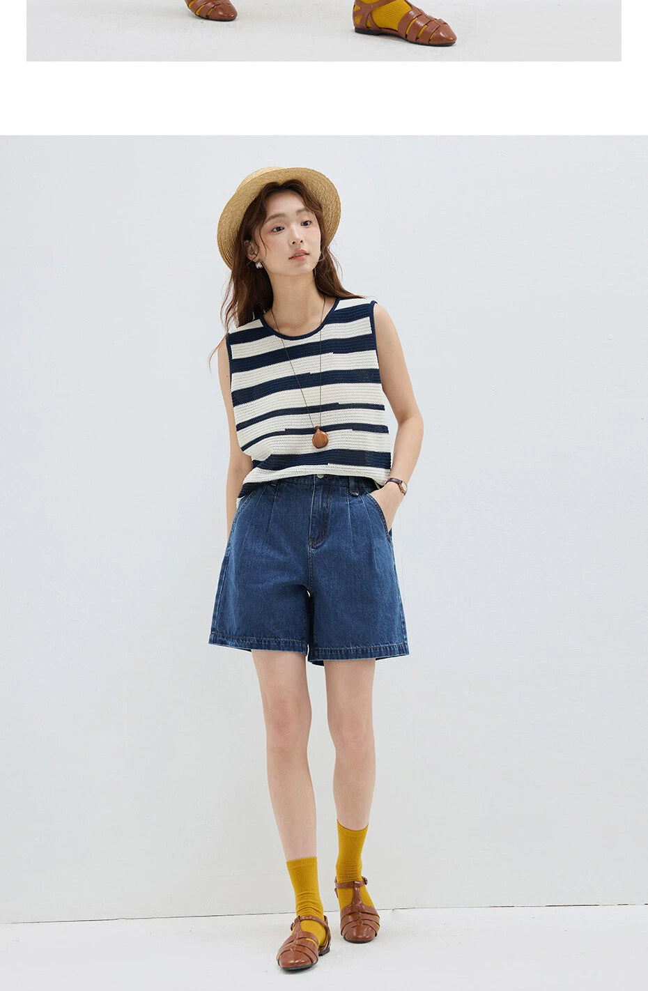 Giordano Embroidered Semi-elastic Waist Wide-leg Shorts