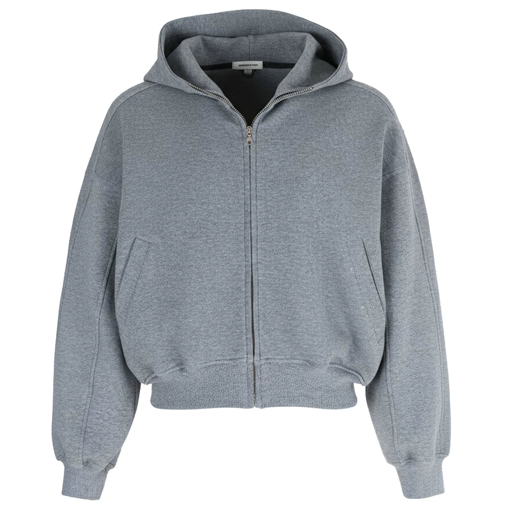 PERDU Vintage Hooded Zipper Profile Foundation Short Sweater