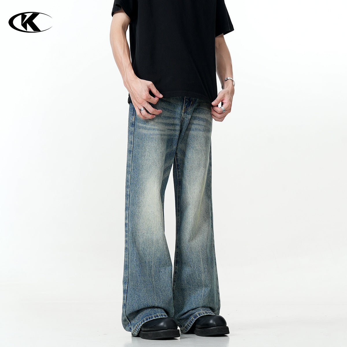 11KN Retro Micro-pull Loose and Thin Slim Jeans