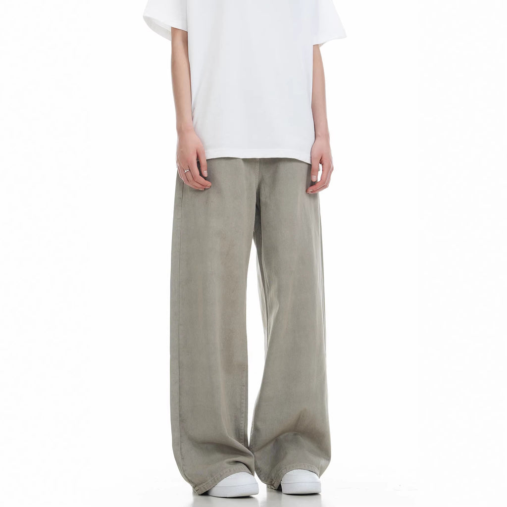 11KN Retro Straight Loose Casual Wide-leg Floor Pants