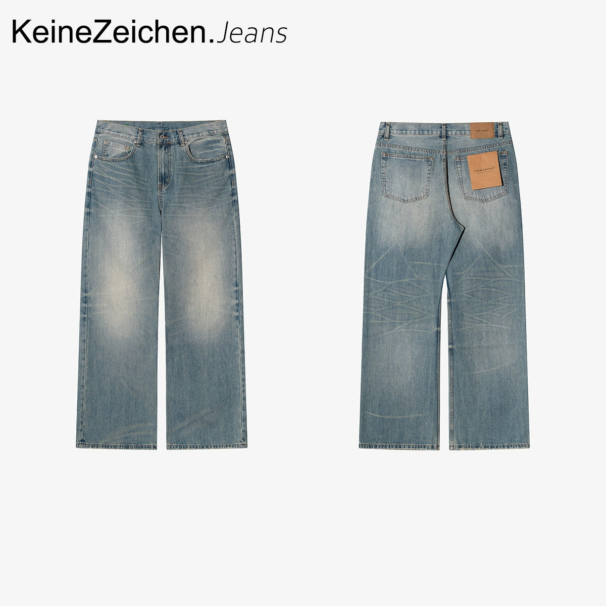 NO LOGO Washed Old Wide Versatile Jeans