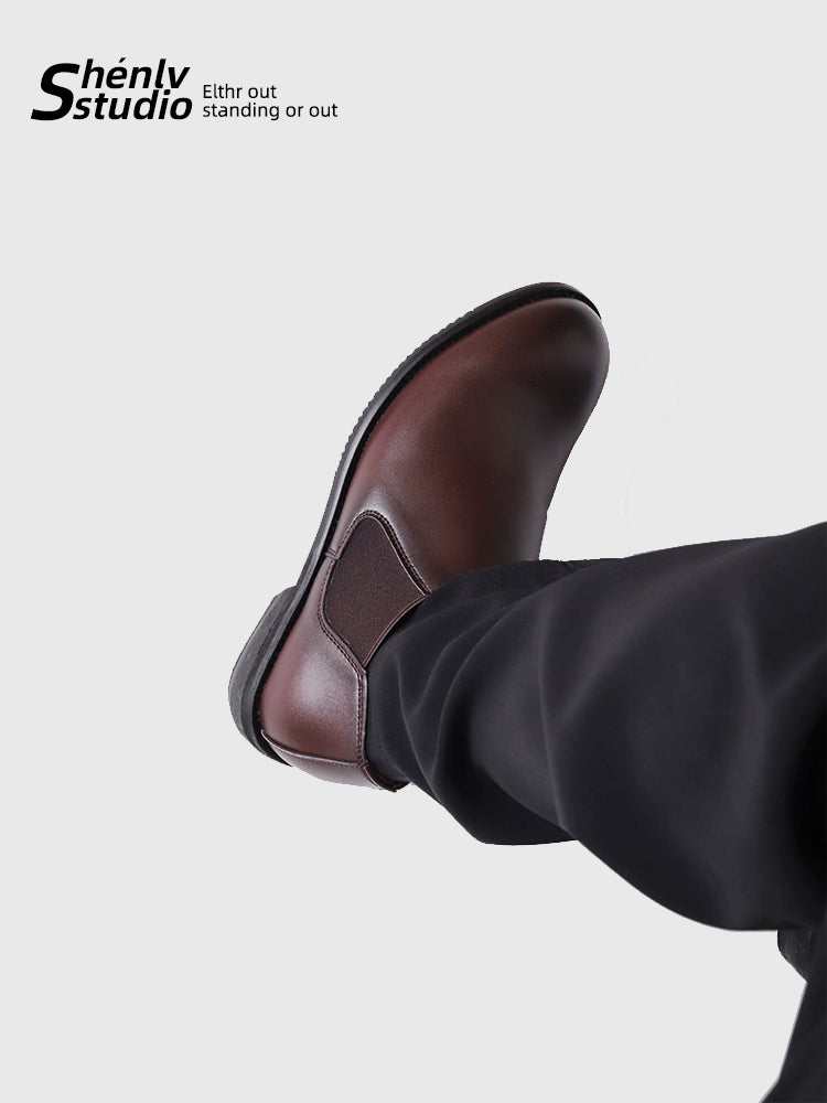 SHENLV STUDIO Pointed Round Head Dress Business Commuter Versatile Leather Shoes