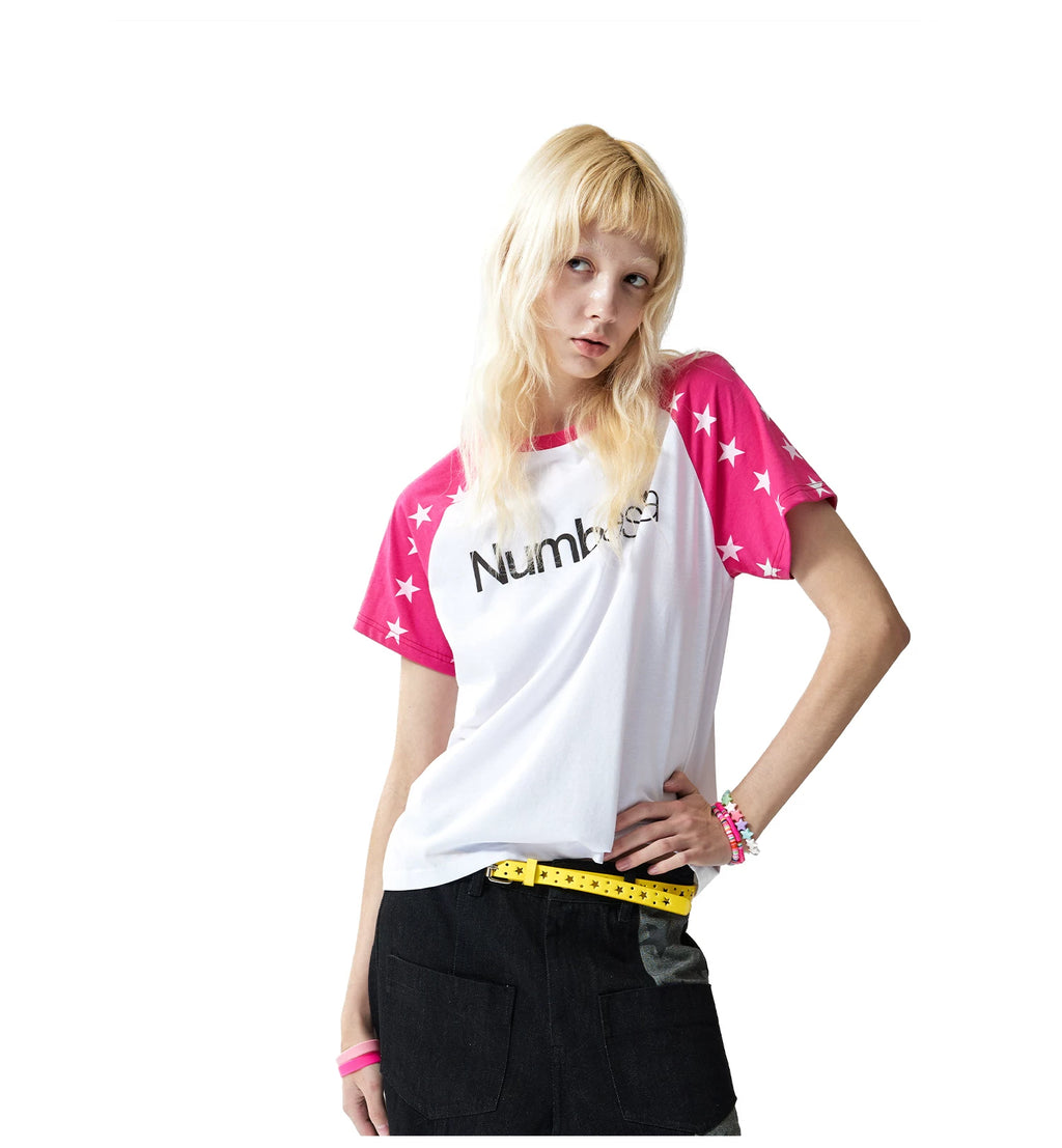 NumbAsia Star Rough Sleeve Printed Hot Diamond Tee