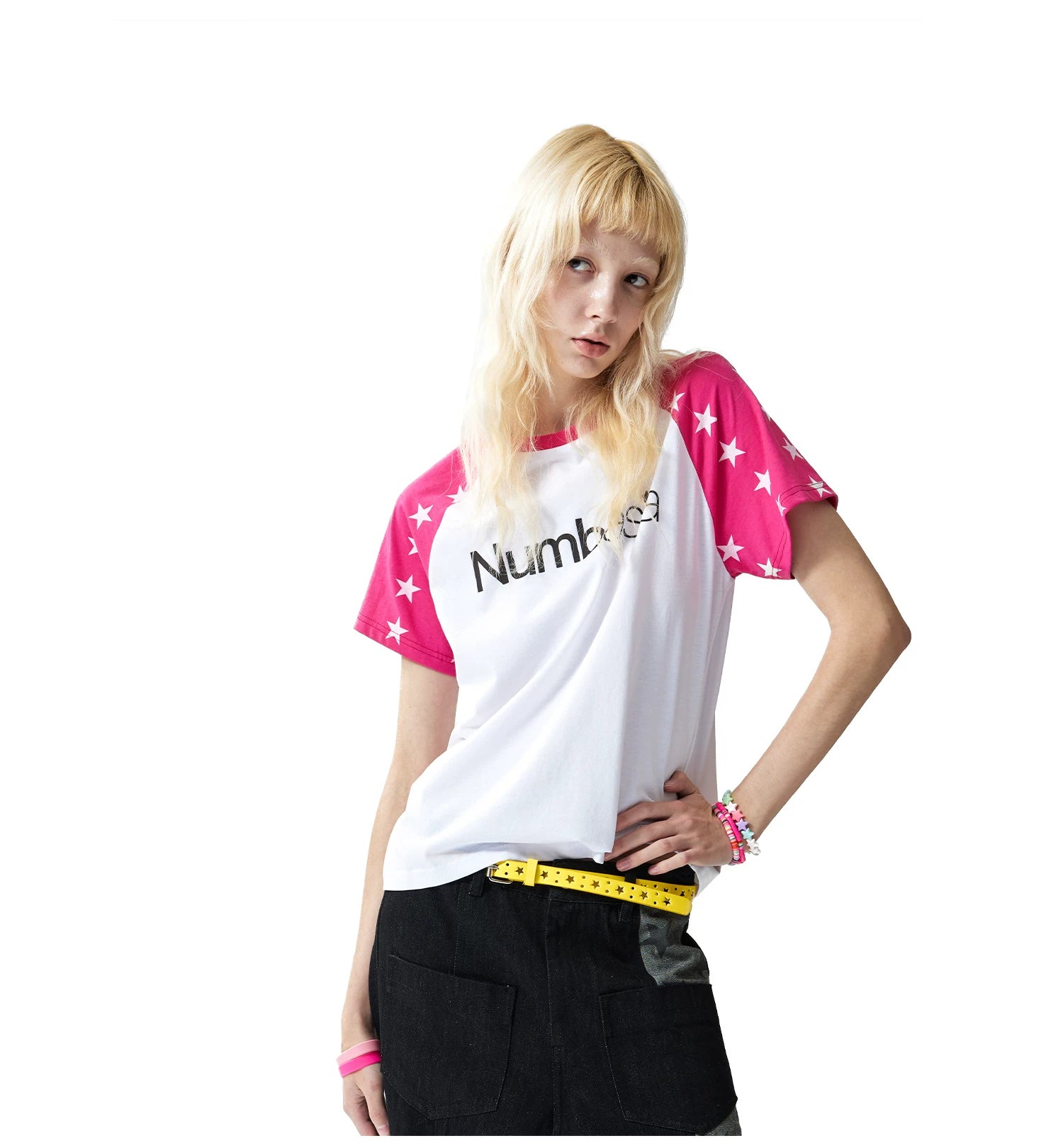 NumbAsia Star Rough Sleeve Printed Hot Diamond Tee