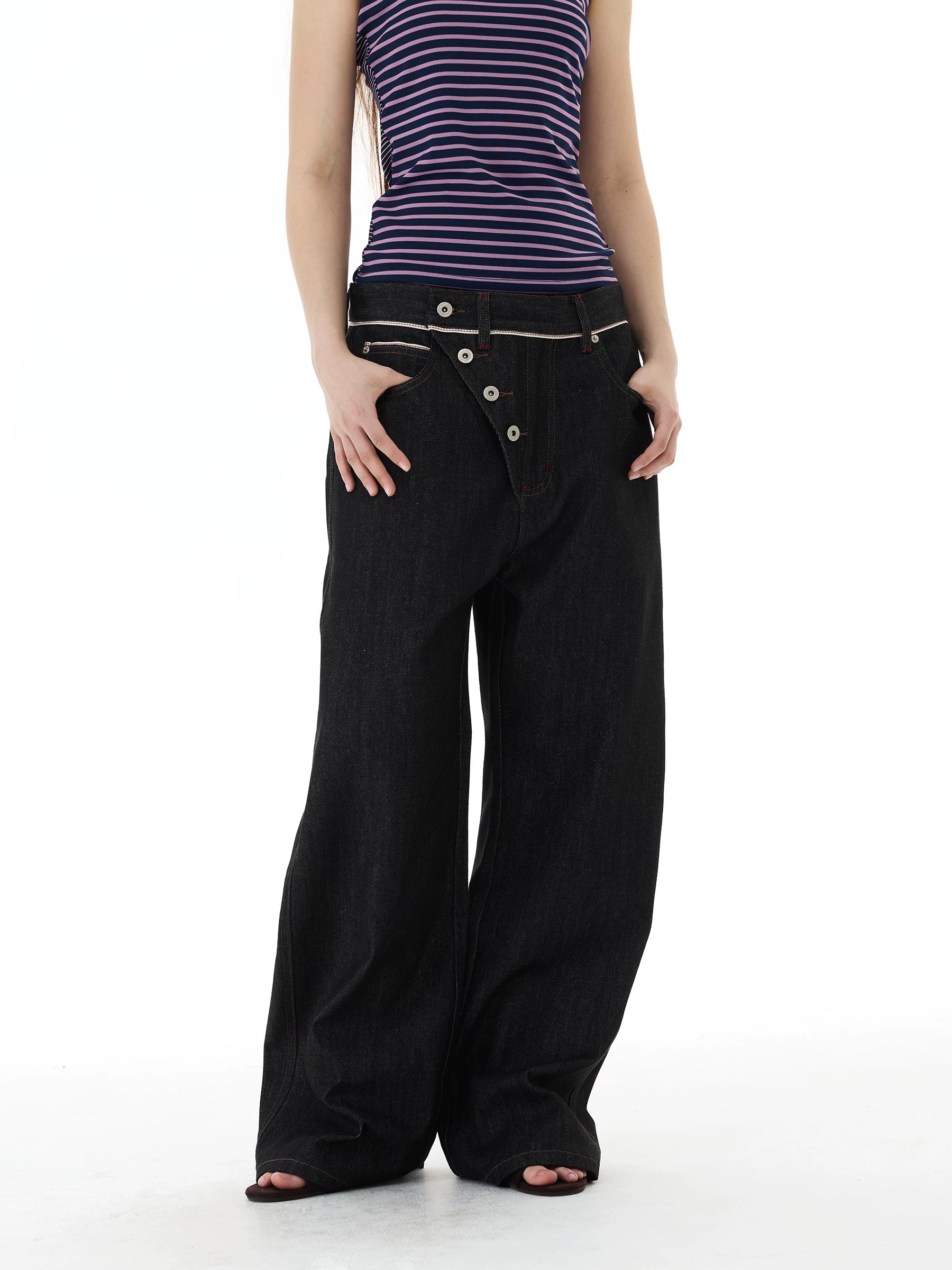 WLNEXT Vintage Niche Wide Leg Jeans