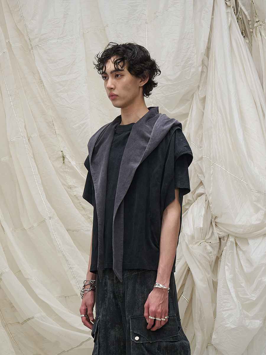 RELABEL Short Width Removable Large Hood Casual Short Sleeve