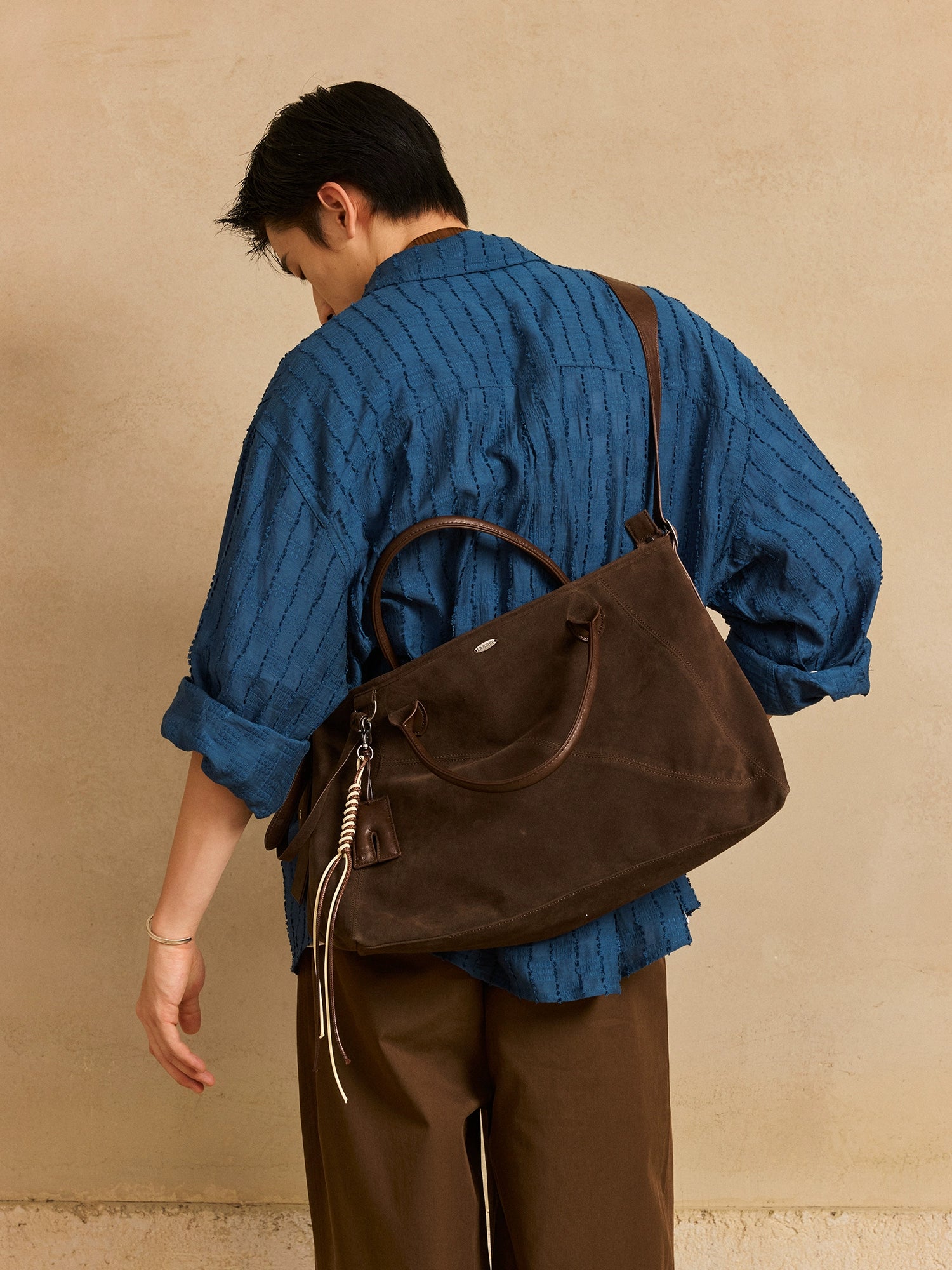 LR MADE Suede Handheld Oblique Strap Shoulder Bag