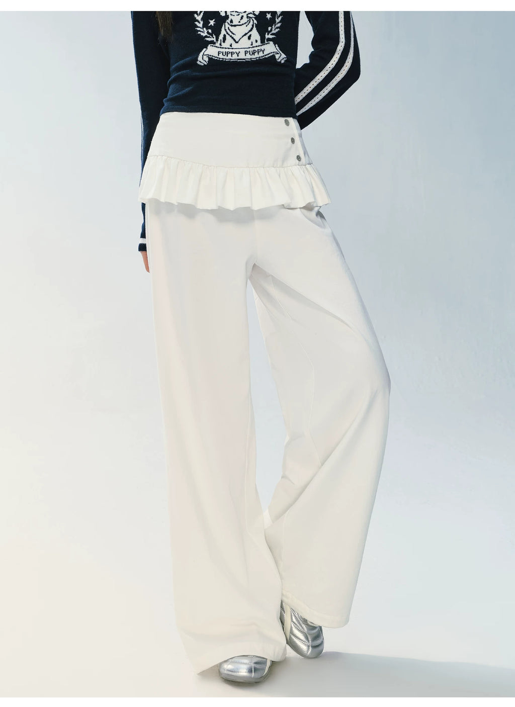 Ablueberry Fake Two-Piece Fart Curtain Straight Casual Pants