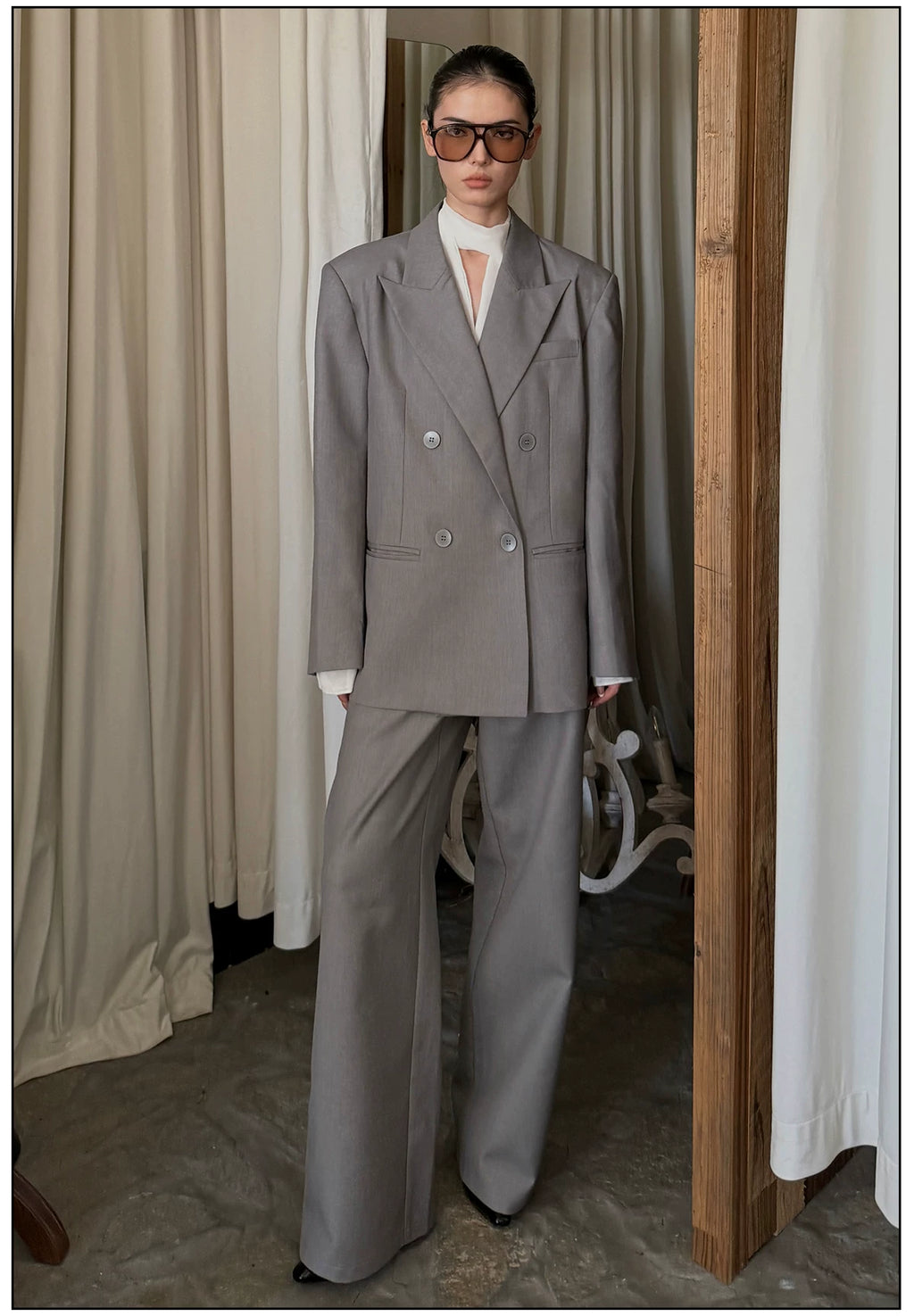 FINDYAWINGS Double-breasted Suit Trousers Suit