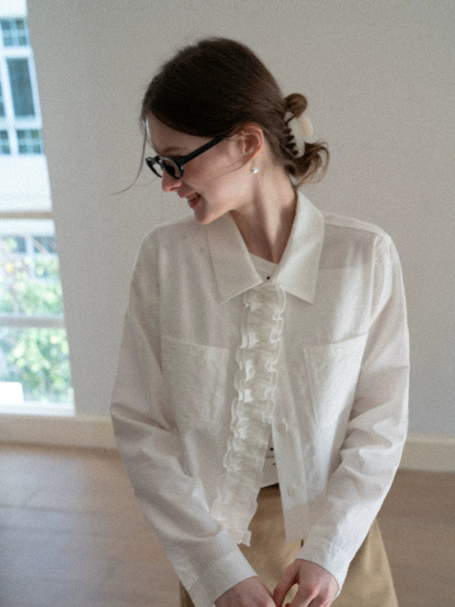 EGGKA Fungus Edge Lapel Shirt Short Jacket