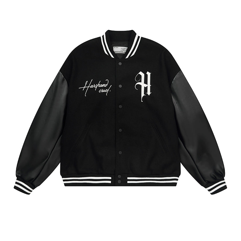 Harshandcruel Vintage Hip Hop Embroidered Baseball Jacket