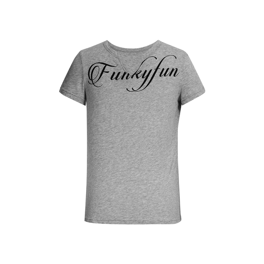 FUNKYFUN V-neck Front Shoulder Soft Tee