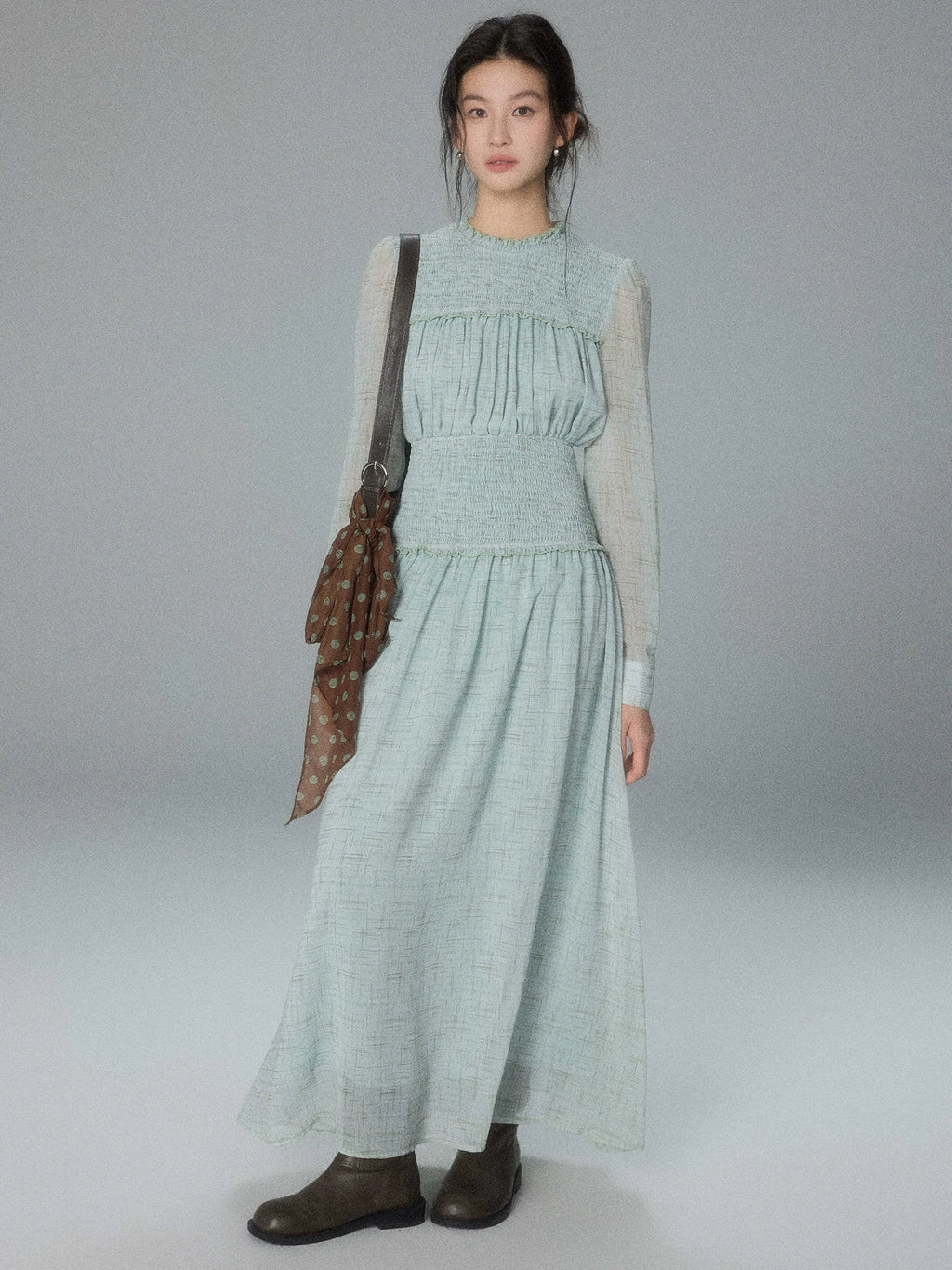 TYANG Retro Waist Long-sleeved Dress