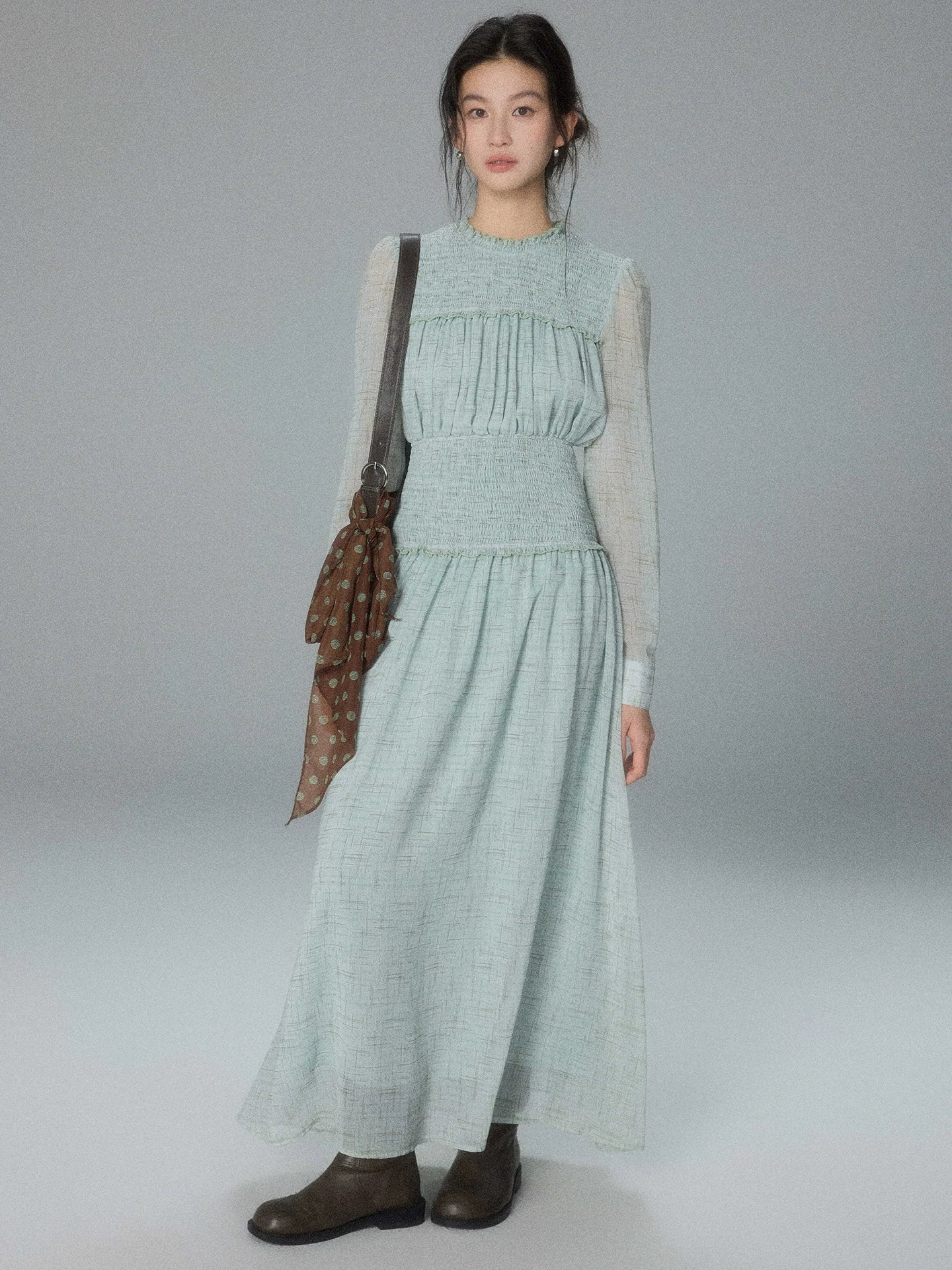 TYANG Retro Waist Long-sleeved Dress