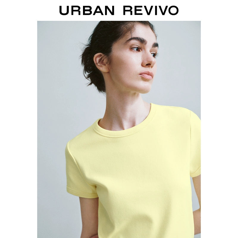 URBAN REVIVO Basic Versatile Crew Neck Short Sleeve T-Shirt