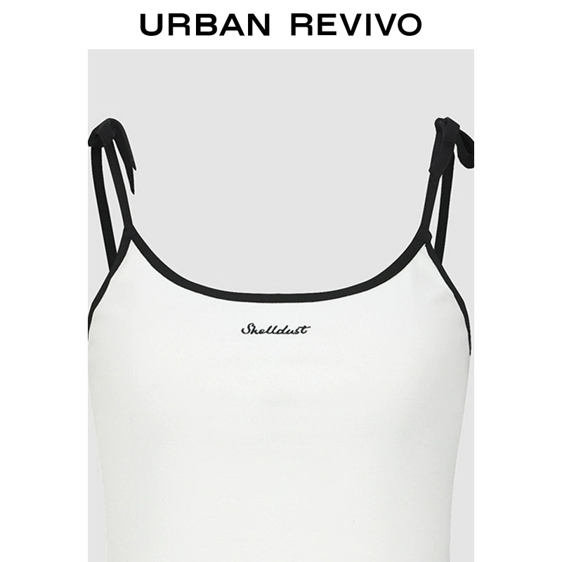 URBAN REVIVO Contrasting Splicing Slim and Thin Sling Vest