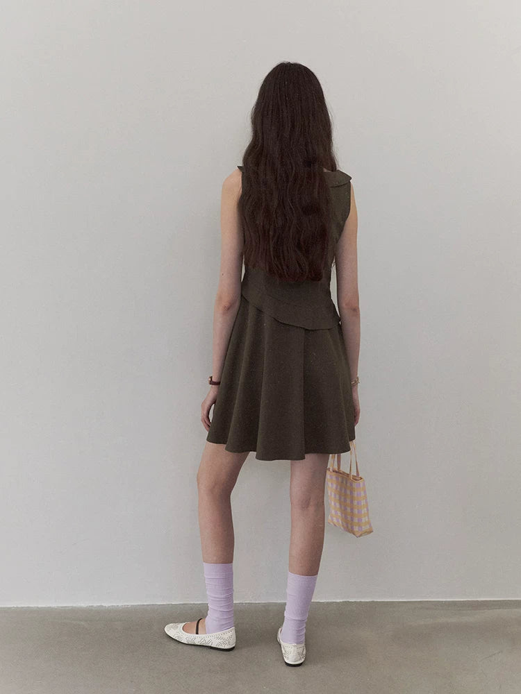 VOOE Ruffle-edged Waist Sleeveless Dress