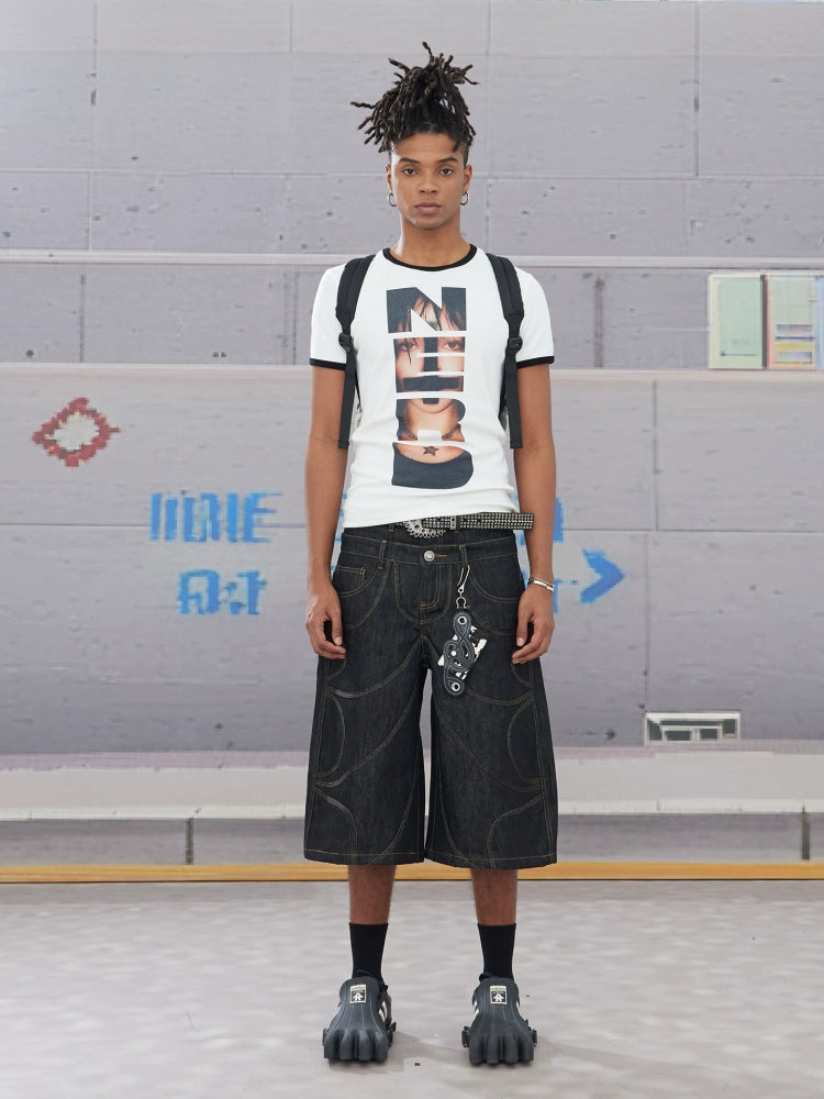 DND4DES Punk Portrait Alphabet Print Slim Tee