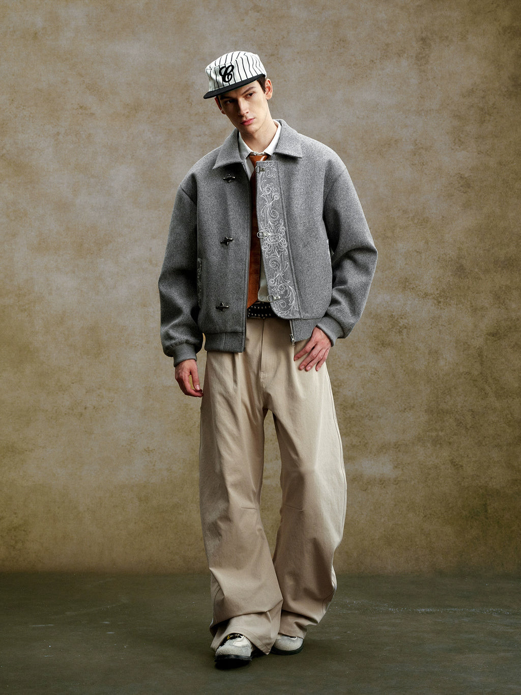 YADcrew Retro Casual Three-dimensional Line Loose Lapel Padded Jacket