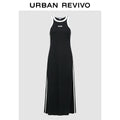 URBAN REVIVO Casual Contrasting Print Drape Sleeveless Dress
