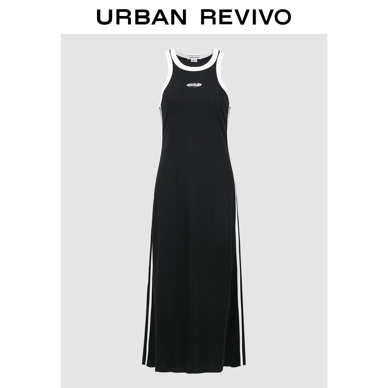 URBAN REVIVO Casual Contrasting Print Drape Sleeveless Dress