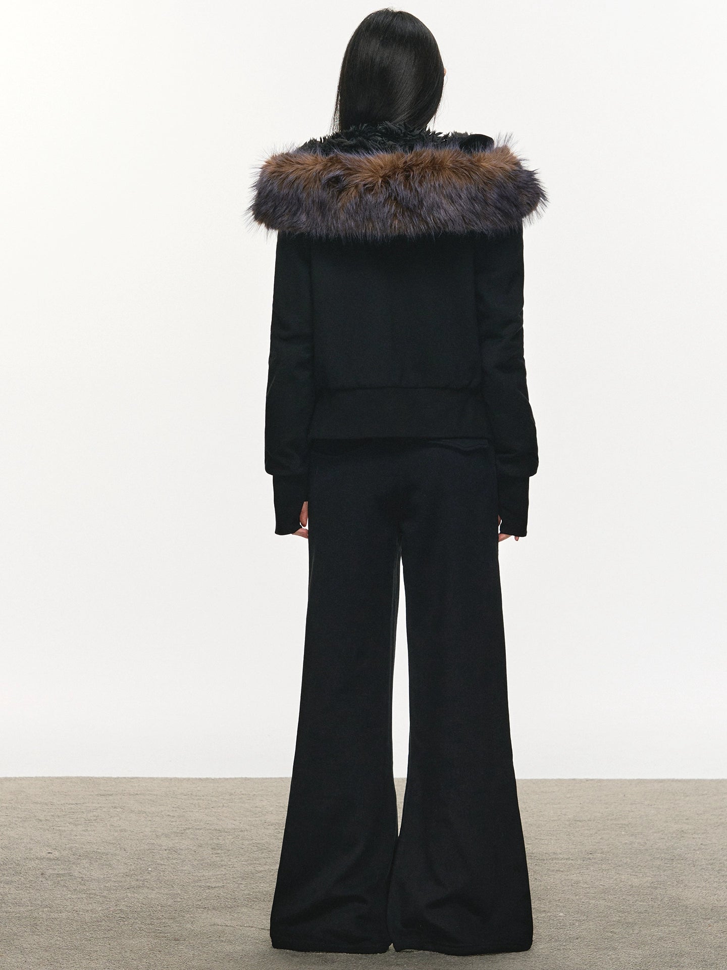 Anna Aneae Fur Collar Thickened Thermal Sweater Set