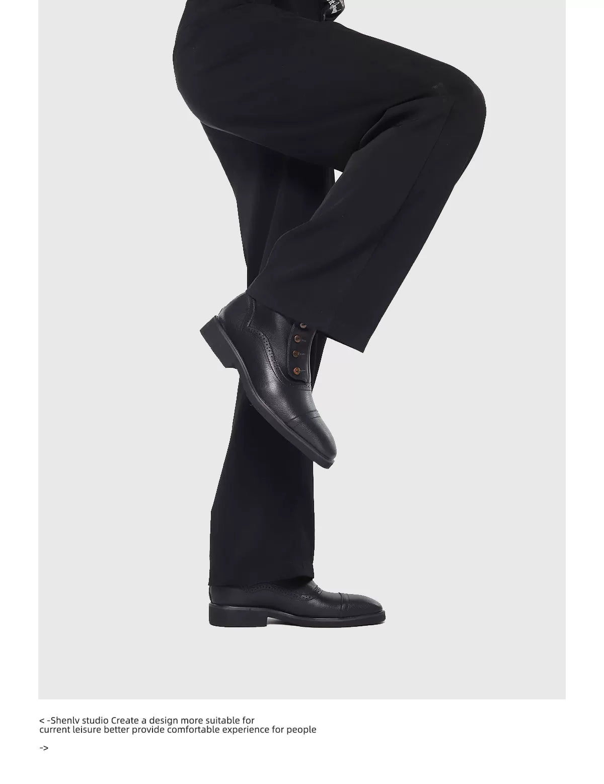 SHENLV STUDIO Button Pointed Casual Dress Chelsea Boots