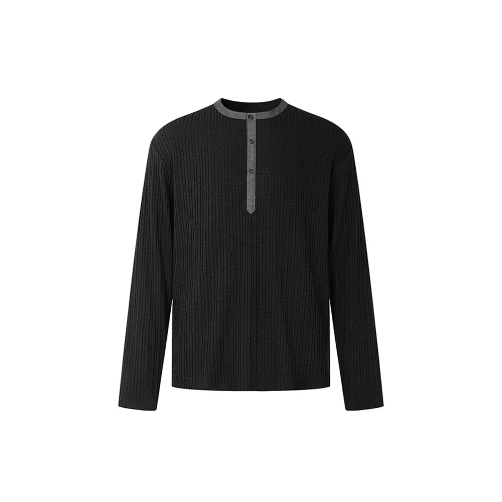 DIMC Henry Collar Button Casual Long Sleeve