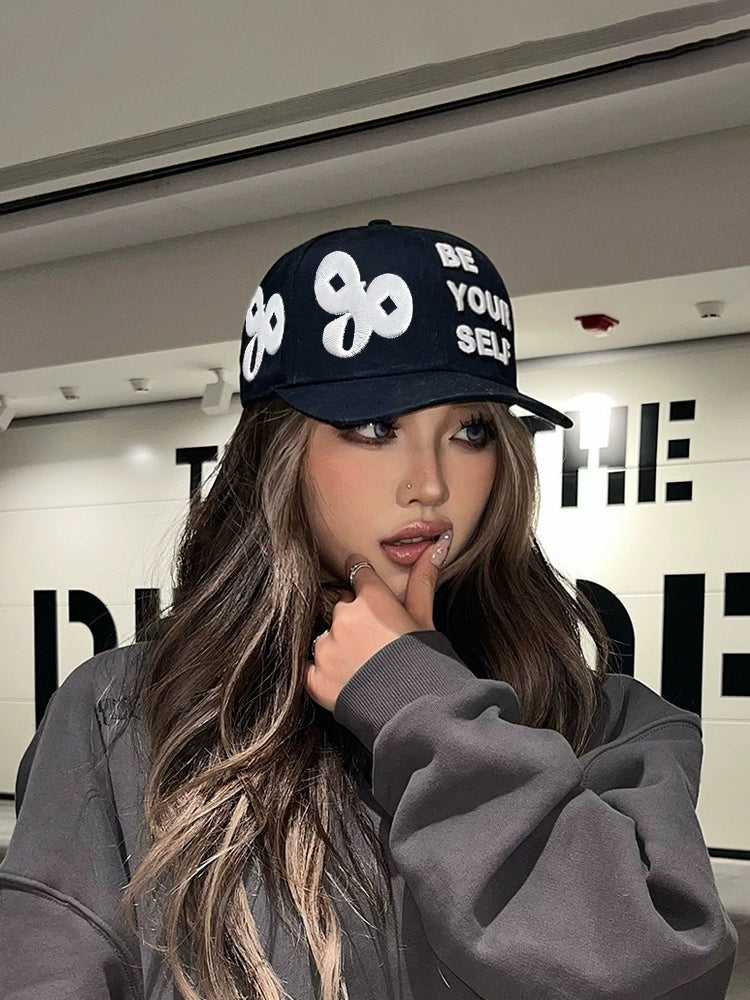 KONOOT Street Micro-bend Three-dimensional Embroidered Baseball Cap