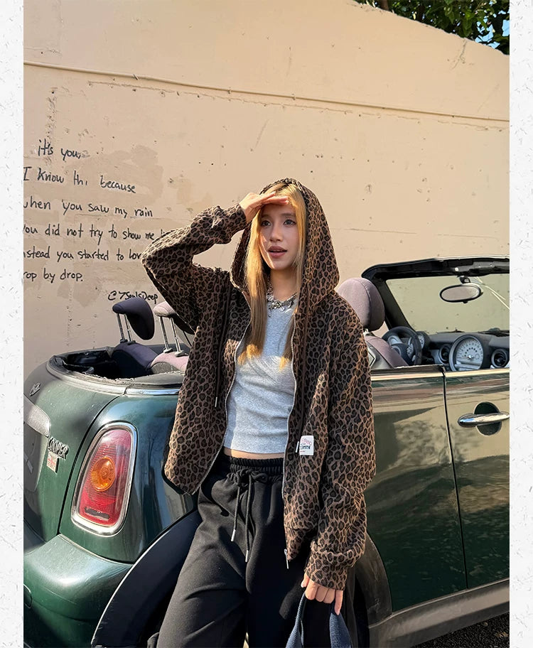 CCYE Waffle Leopard Print Jacket