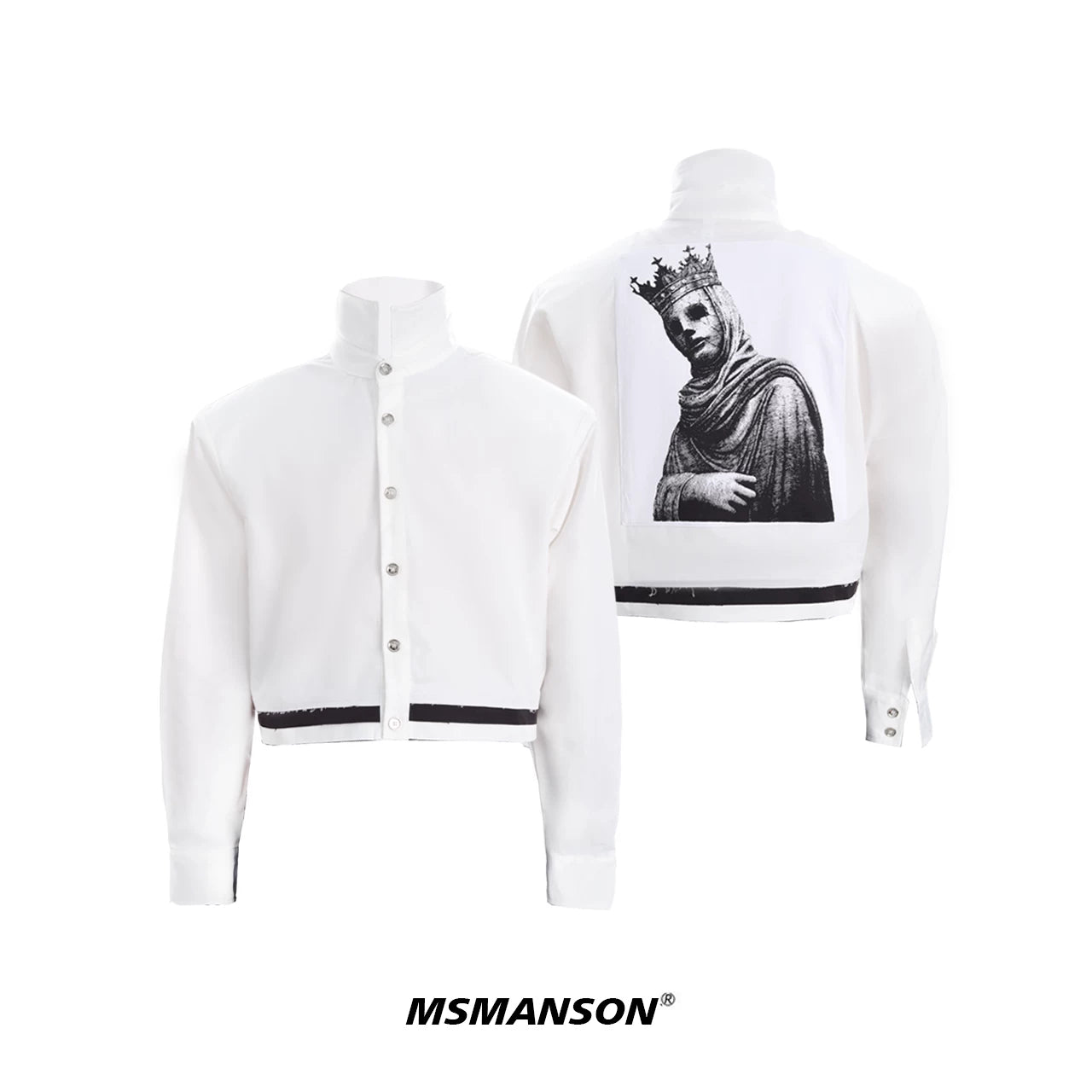 NUndeFineD Loose Short Printed Shoulder Padded Shirt Jacket