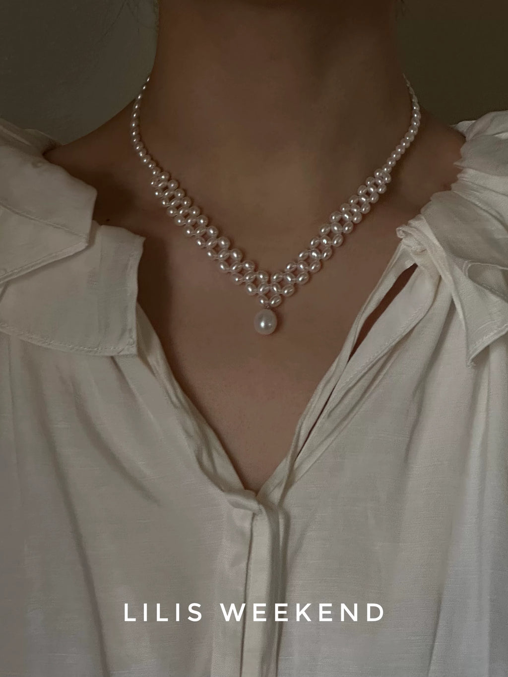 Lilis Weekend Handmade Double Woven Freshwater Pearl Necklace