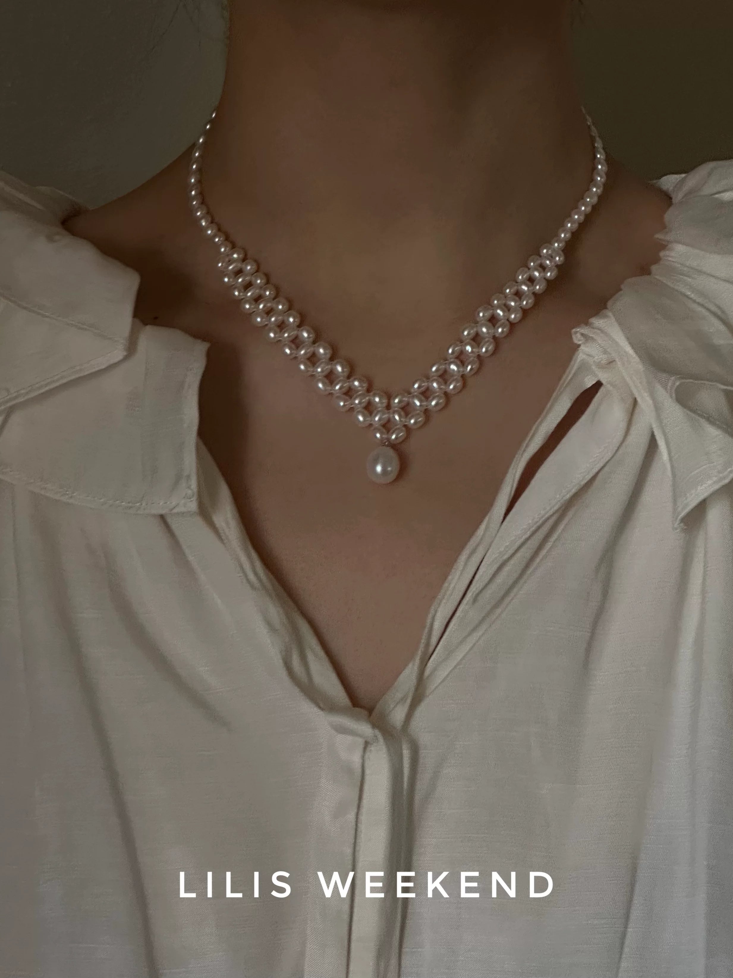Lilis Weekend Handmade Double Woven Freshwater Pearl Necklace