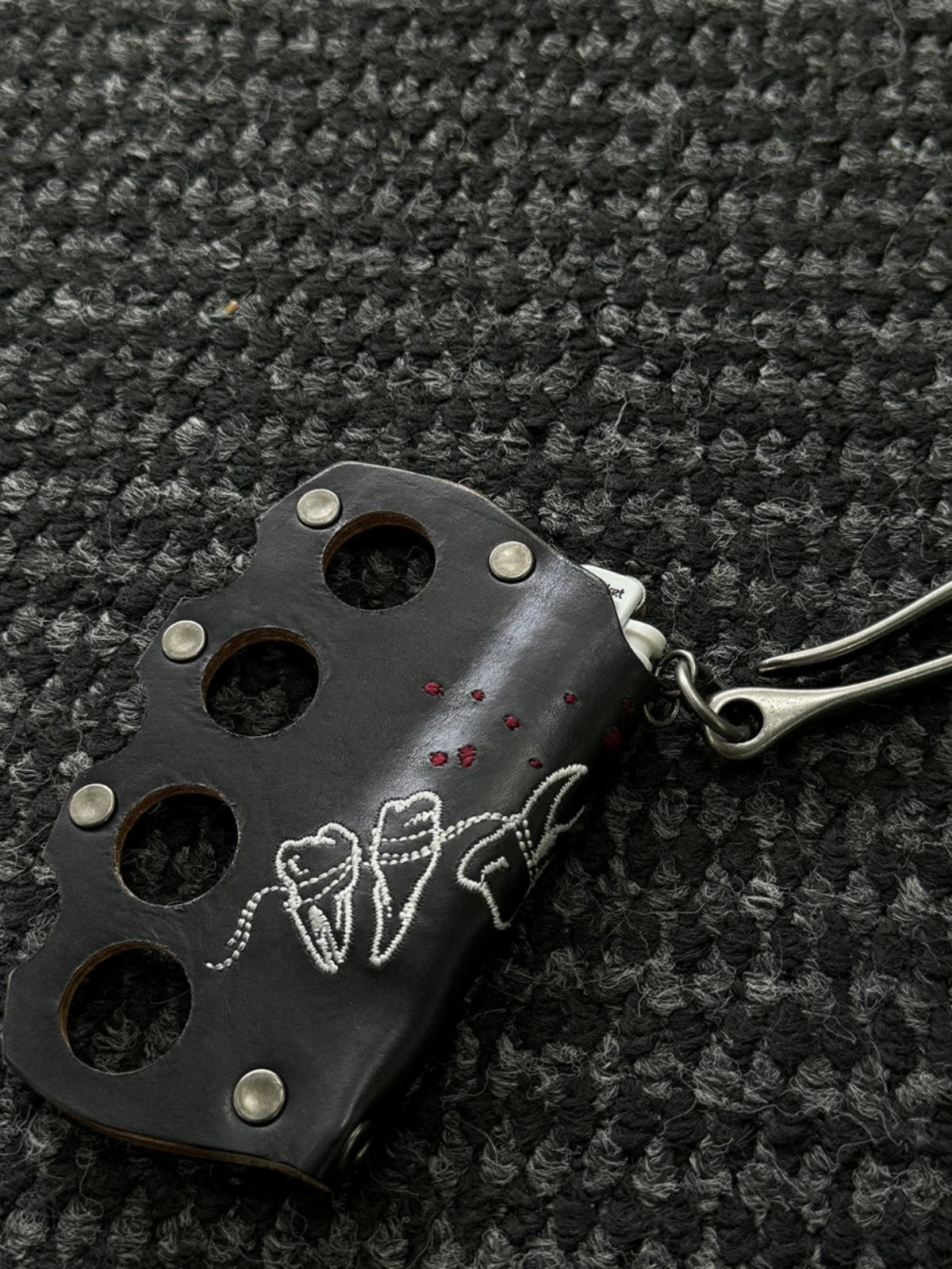 NOT UGLY First Layer Cowhide Hand Embroidered Keychain