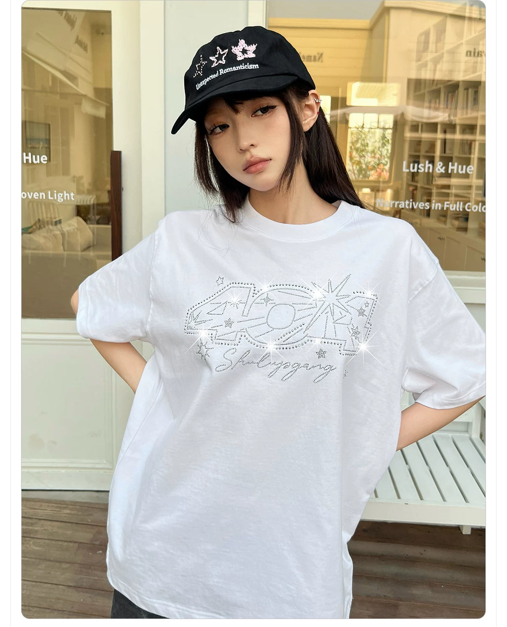 404MOB Star Hot Diamond Round Neck Tee