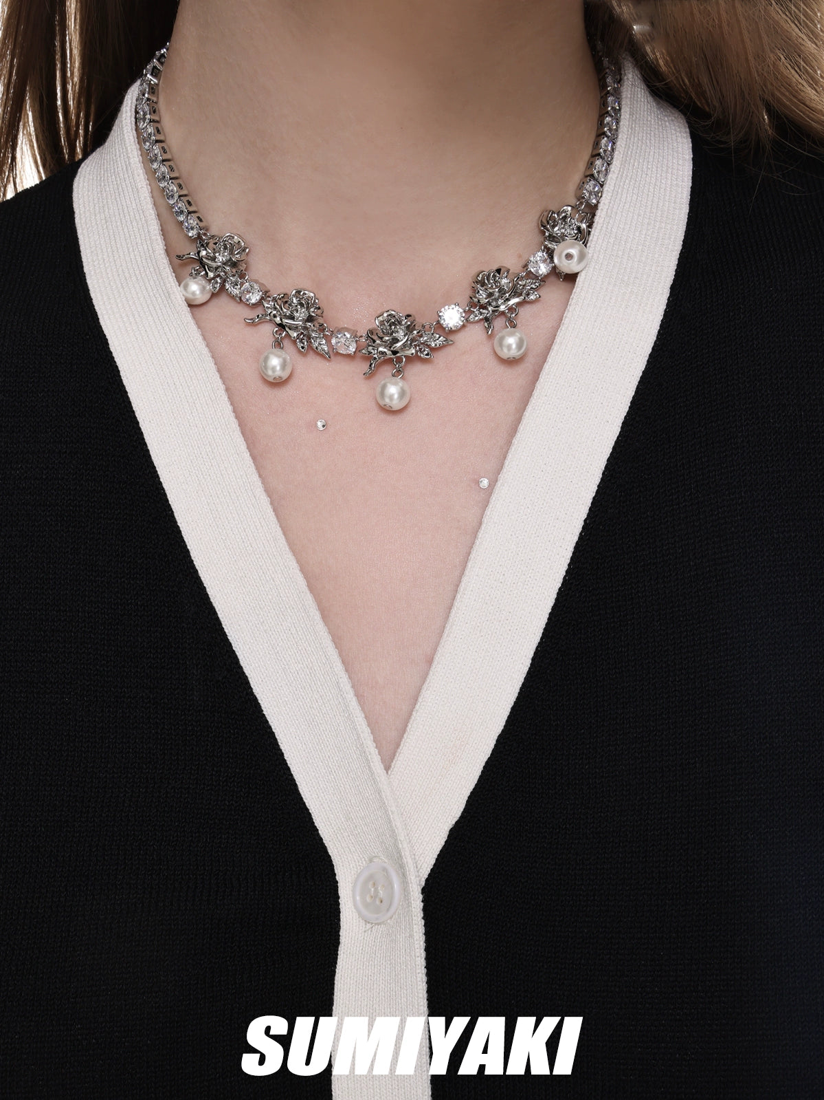 SUMIYAKI Full Diamond Rose Premium Necklace
