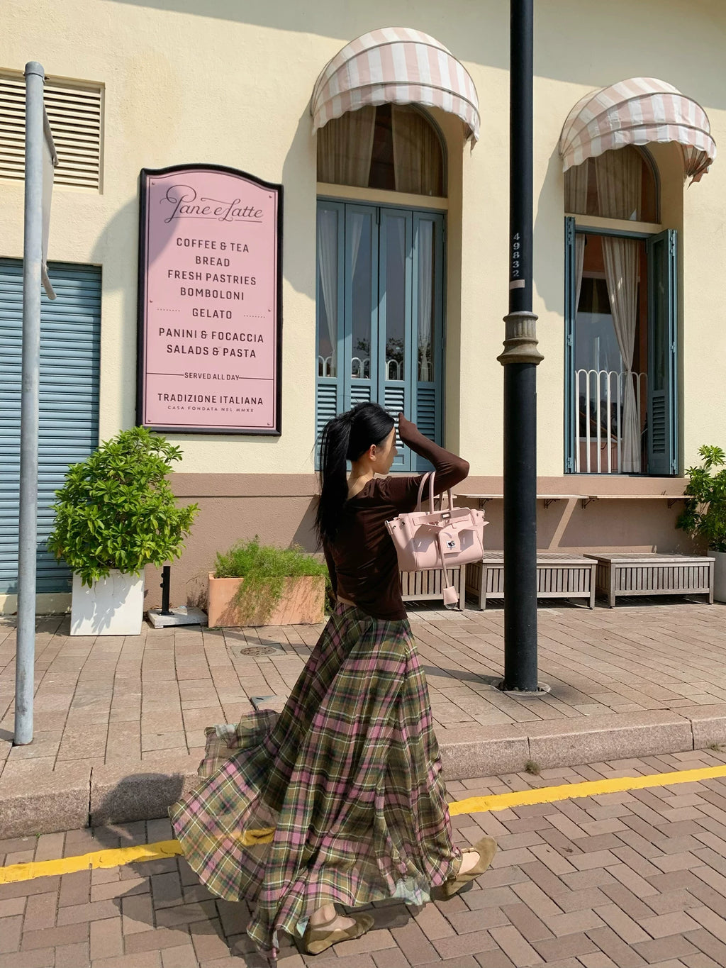 YOUNG KYLIN Contrasting Plaid Skirt
