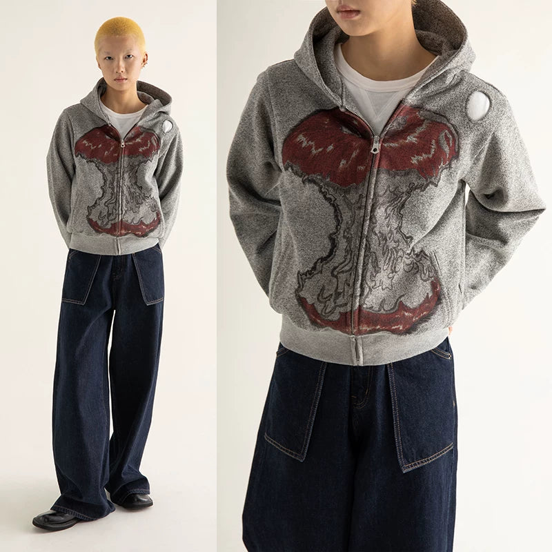 CONP Vintage Fleece Hooded Short Sweater