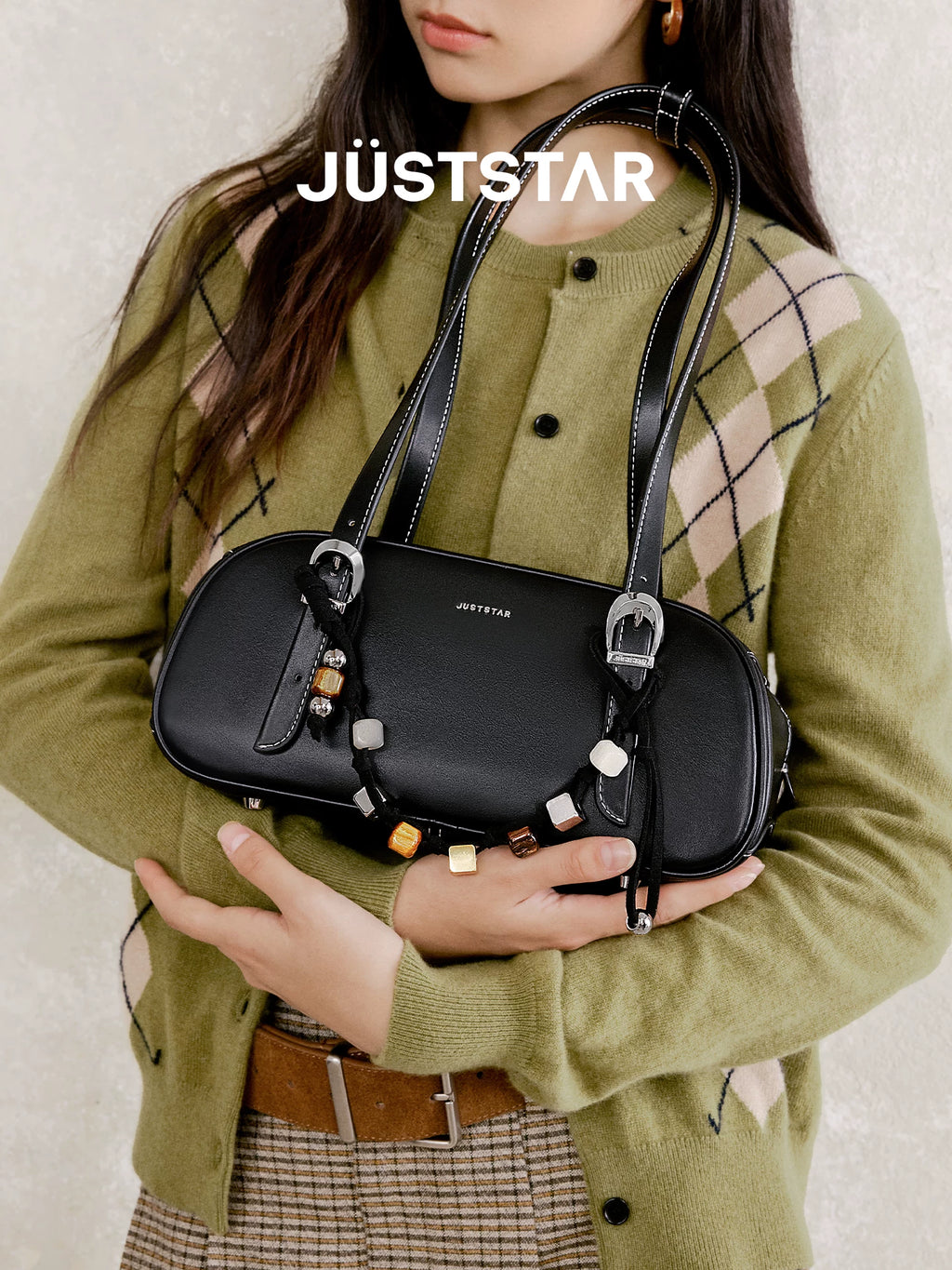 JUST STAR Suede Shoulder Armpit Bag