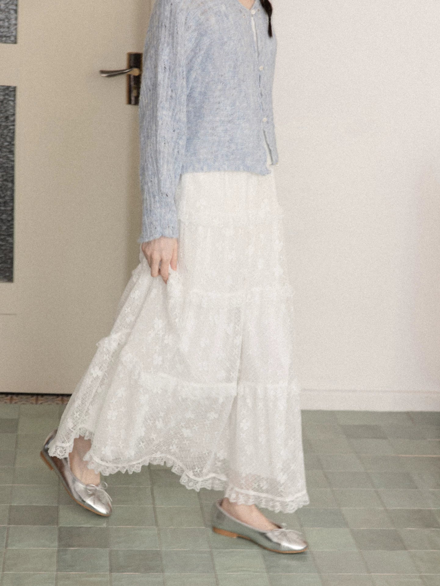 Cantonstory High Waist Skinny Lace Skirt