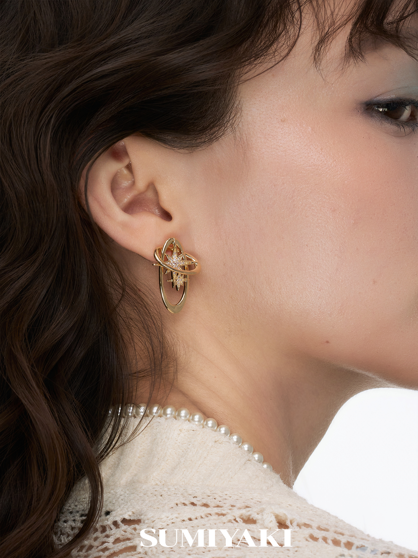 SUMIYAKI Premium Feeling Full Diamond Stud Earrings