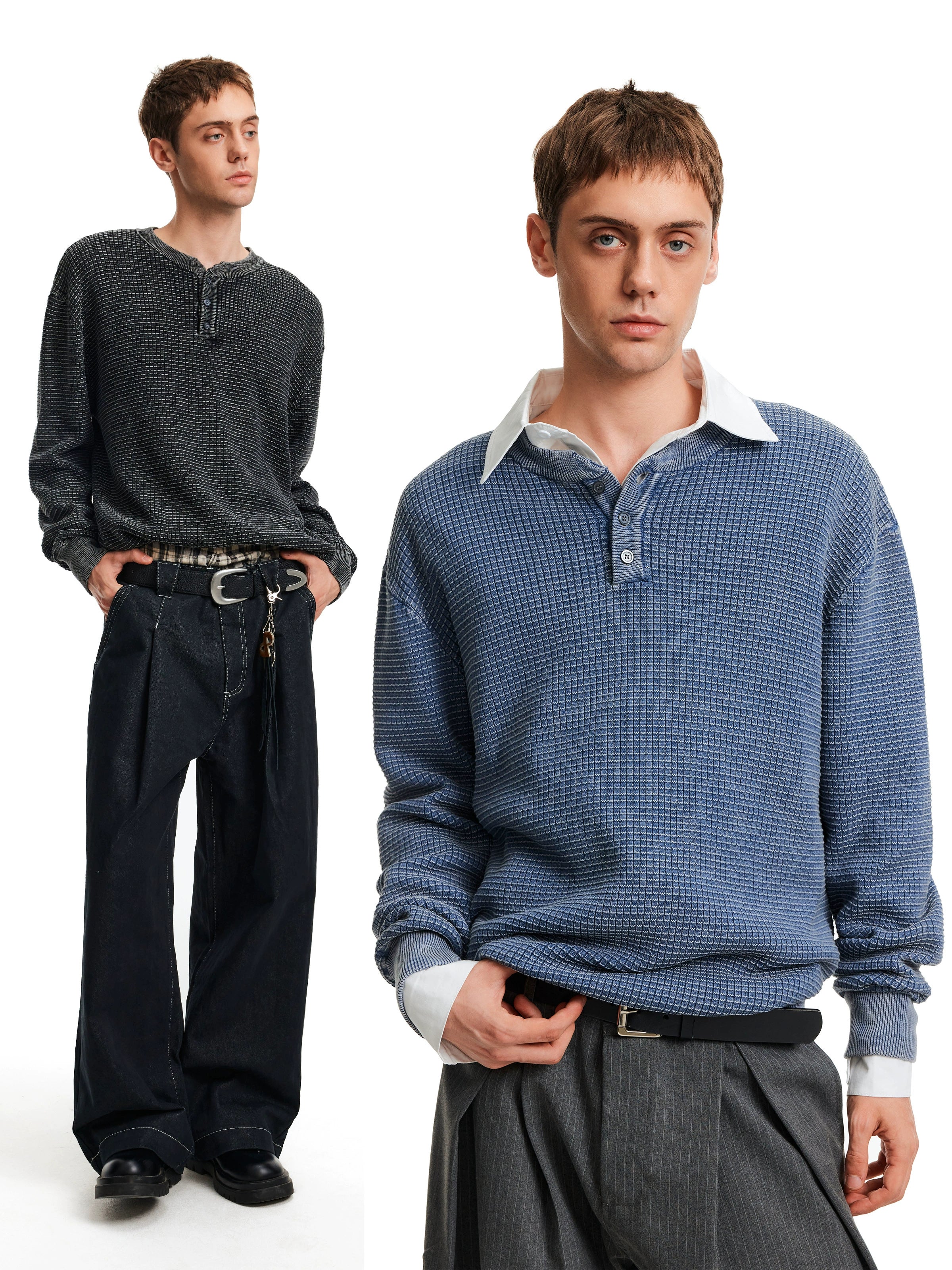 MADWITCH Vintage Waffle Knitted Sweater