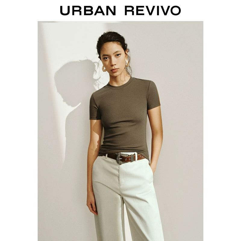 URBAN REVIVO Basic Casual Versatile Slim Tee