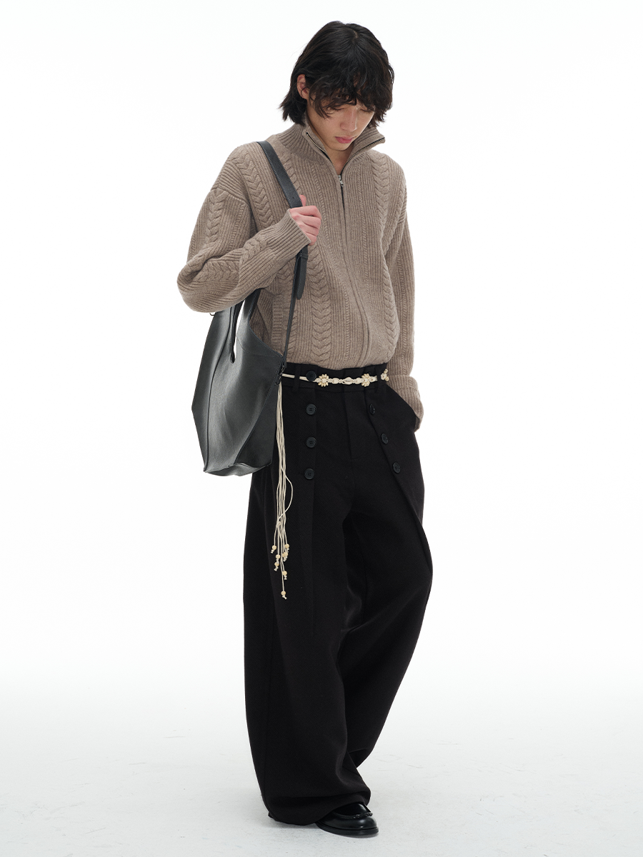 JCAESAR BUTTON Wool PANTS
