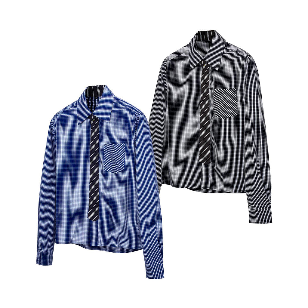 MADEEXTREME Spring Gold with Tie Splicing Old Money Shirt